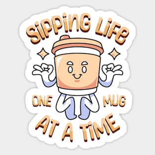 Sipping Life Funny Kawaii Coffee Sticker